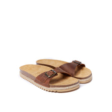 Load image into Gallery viewer, Brown single-strap sandals AGATA made with leather
