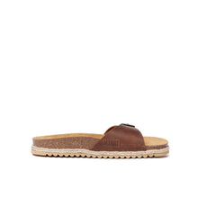 Load image into Gallery viewer, Brown single-strap sandals AGATA made with leather
