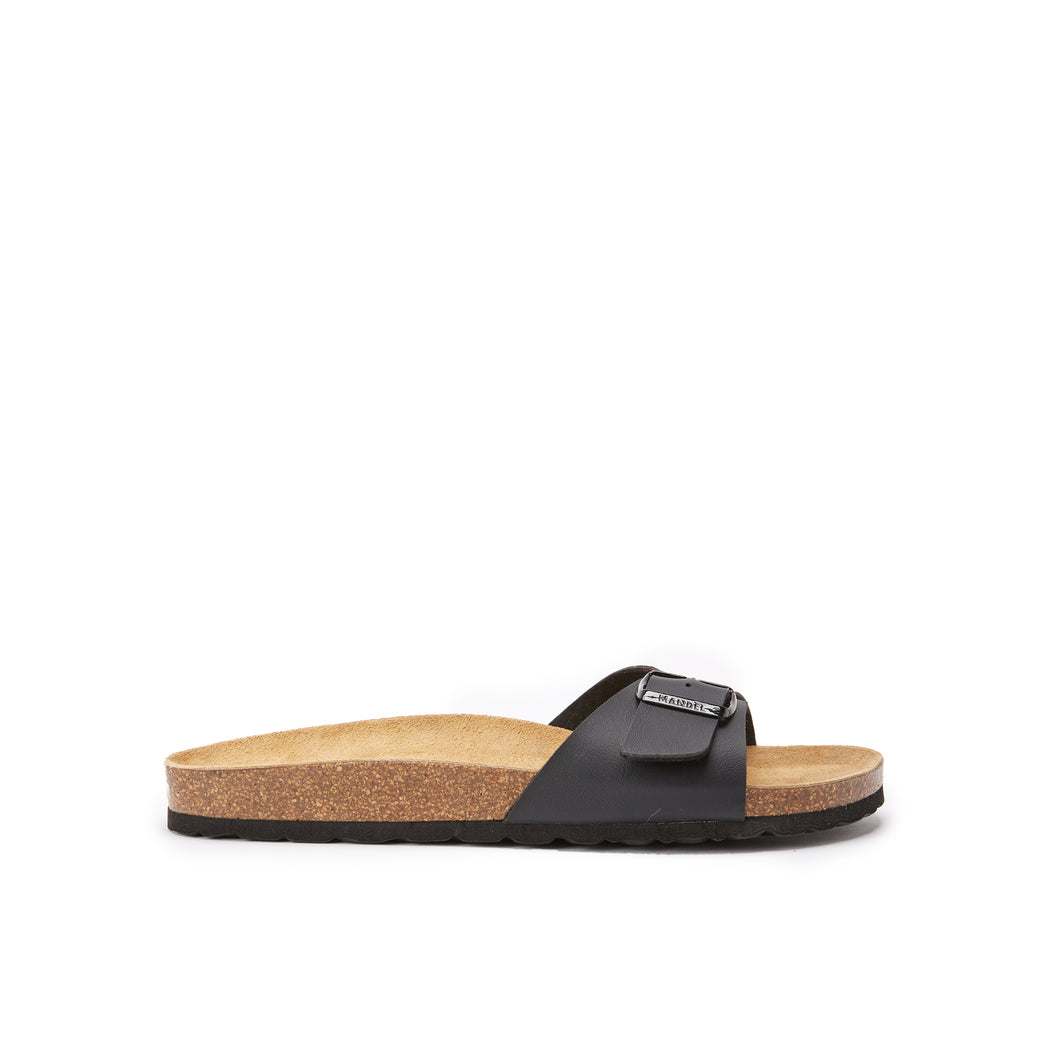 Black single-strap sandals AGATA made with eco-leather