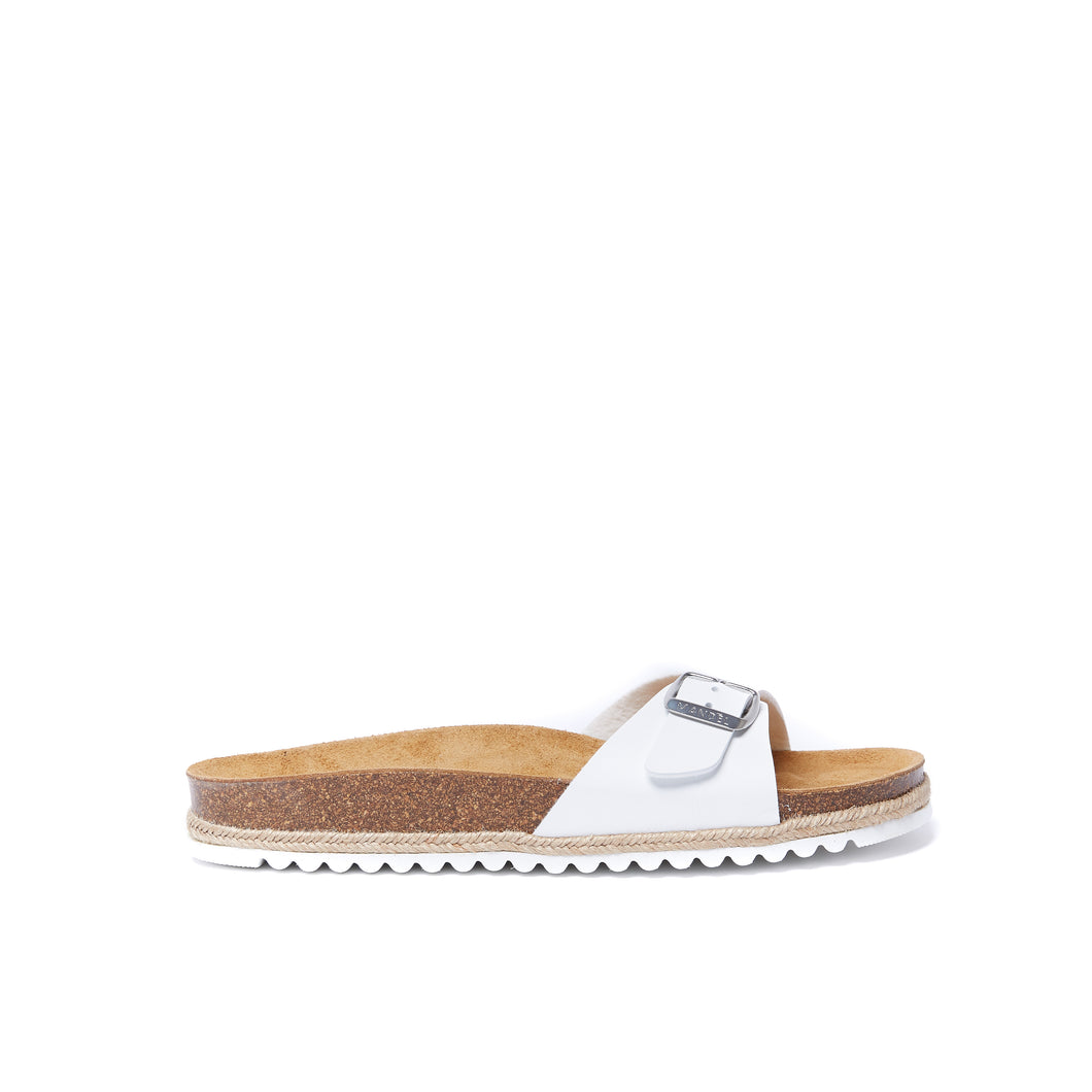 White single-strap sandals AGATA made with eco-leather