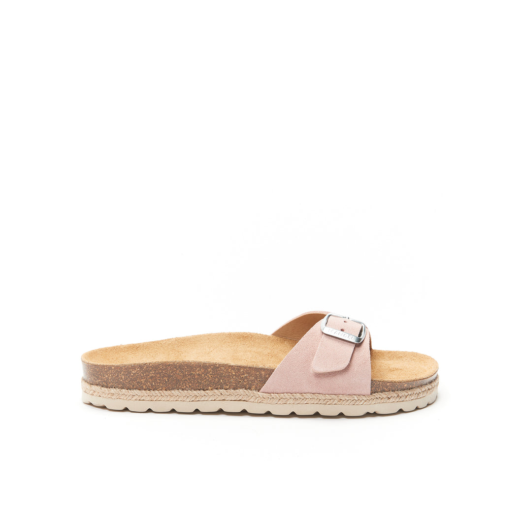 Pink single-strap sandals AGATA made with leather suede