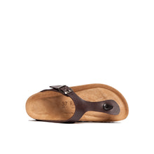 Load image into Gallery viewer, Dark Brown thong sandals BLANCA made with eco-leather
