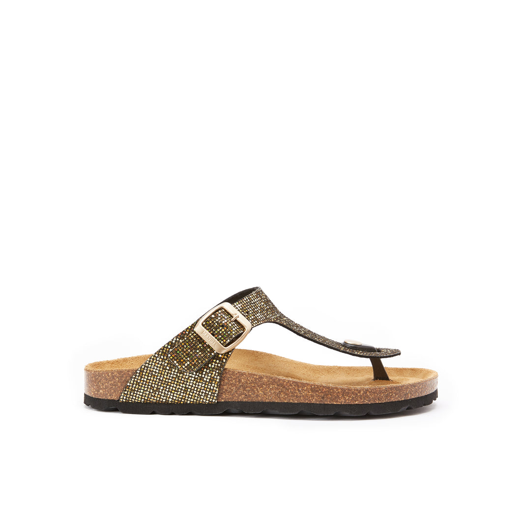 Gold thong sandals BLANCA made with eco-leather