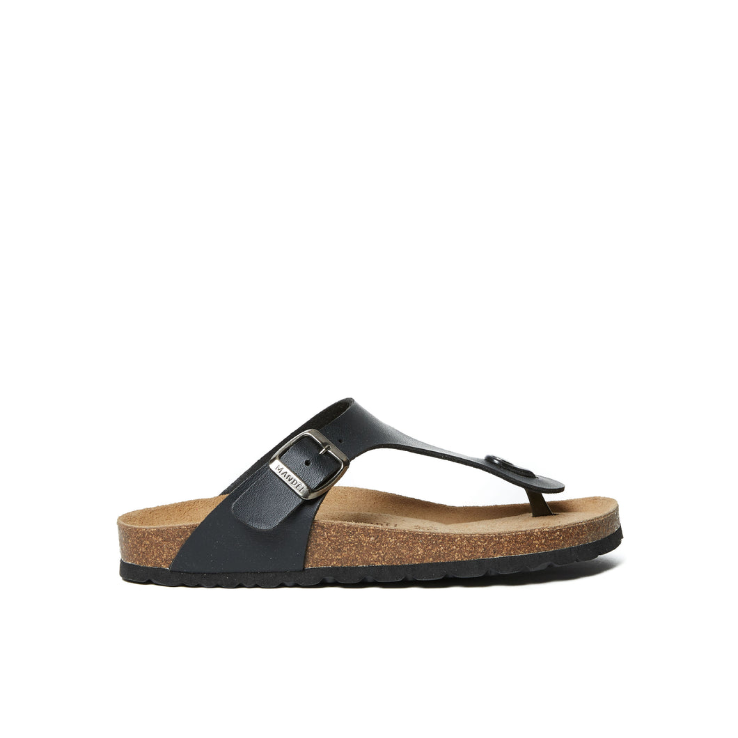 Black thong sandals BLANCA made with eco-leather