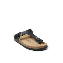Load image into Gallery viewer, Black thong sandals BLANCA made with eco-leather

