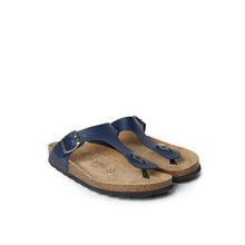 Load image into Gallery viewer, Navy thong sandals BLANCA made with eco-leather

