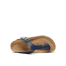 Load image into Gallery viewer, Navy thong sandals BLANCA made with eco-leather
