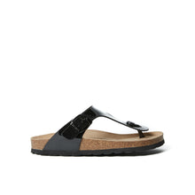 Load image into Gallery viewer, Black thong sandals BLANCA made with eco-leather
