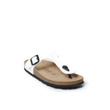 Load image into Gallery viewer, White thong sandals BLANCA made with eco-leather
