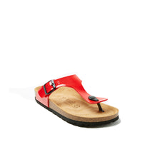 Load image into Gallery viewer, Red thong sandals BLANCA made with eco-leather
