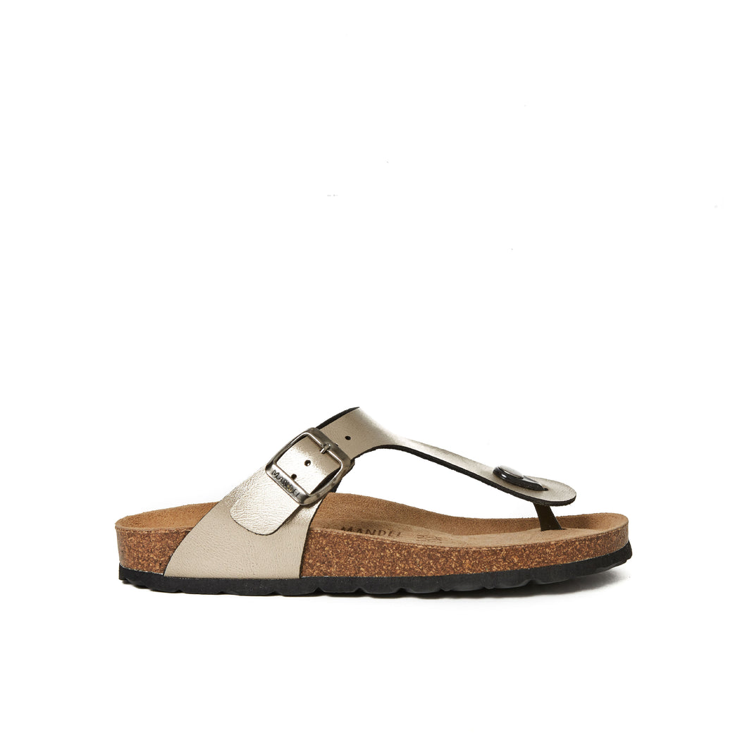 Bronze thong sandals BLANCA made with eco-leather