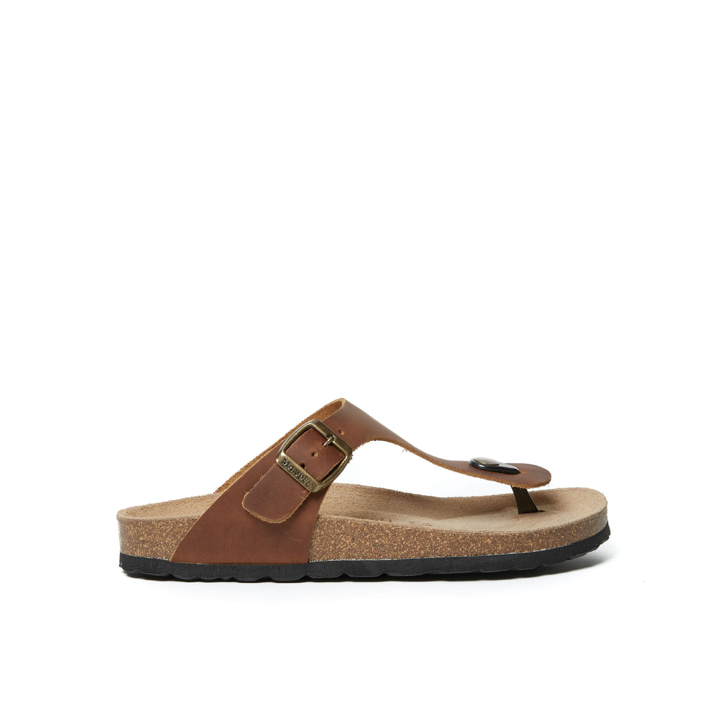 Brown thong sandals BLANCA made with leather