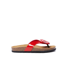 Load image into Gallery viewer, Red thong sandals LENE made with eco-leather
