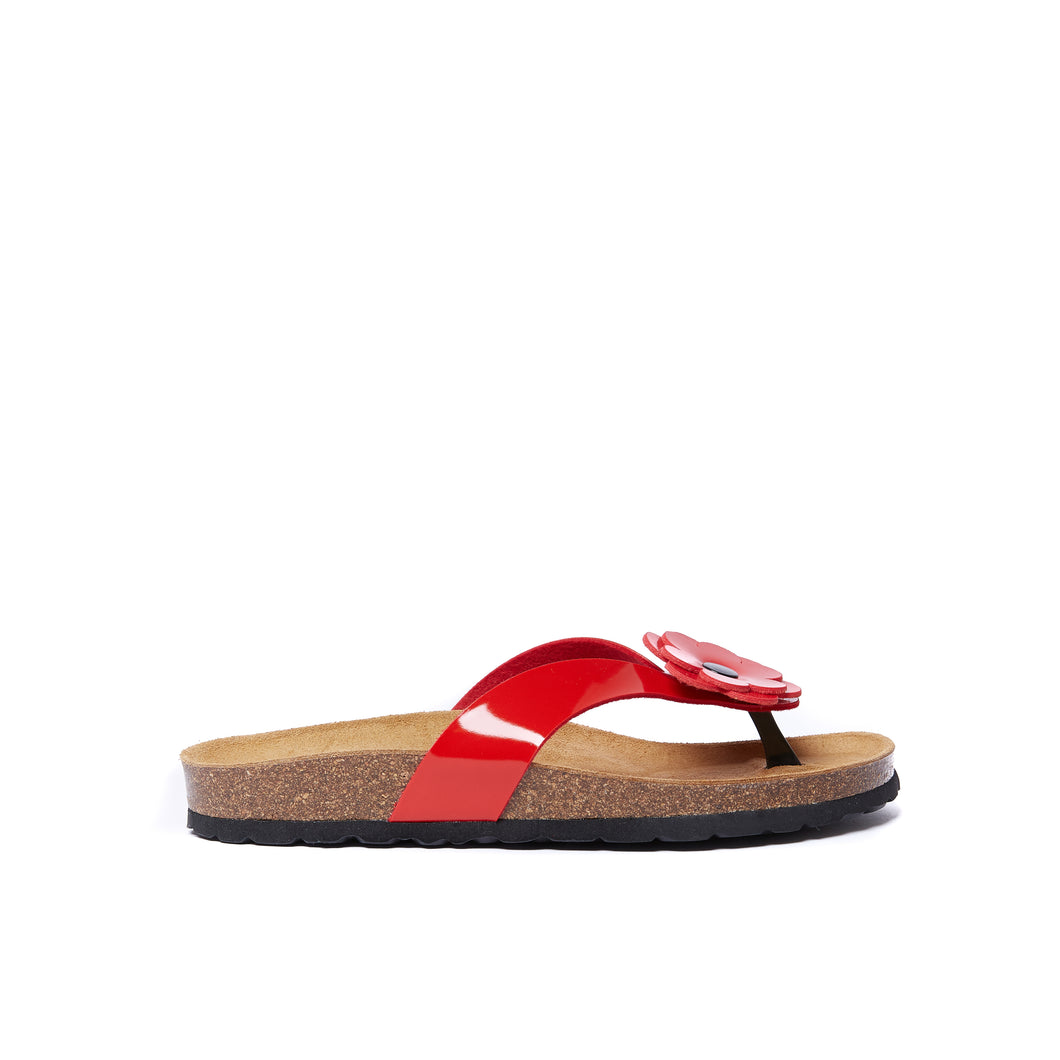 Red thong sandals LENE made with eco-leather