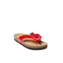 Load image into Gallery viewer, Red thong sandals LENE made with eco-leather
