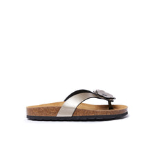 Load image into Gallery viewer, Bronze thong sandals LENE made with eco-leather
