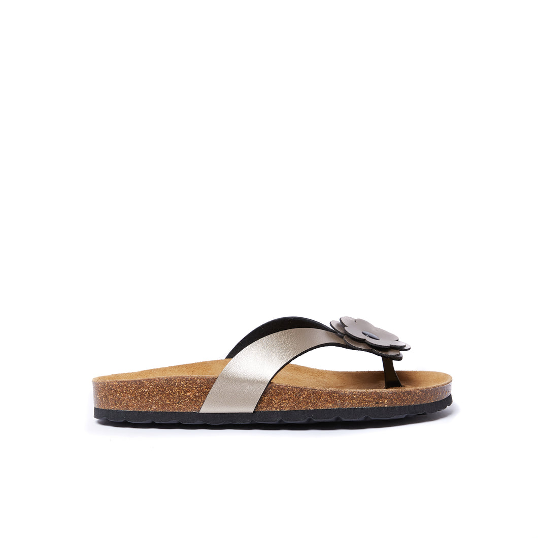 Bronze thong sandals LENE made with eco-leather