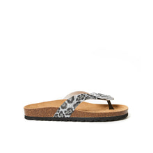 Load image into Gallery viewer, Black thong sandals LENE made with eco-leather
