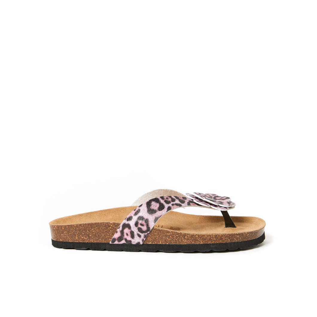 Pink thong sandals LENE made with eco-leather