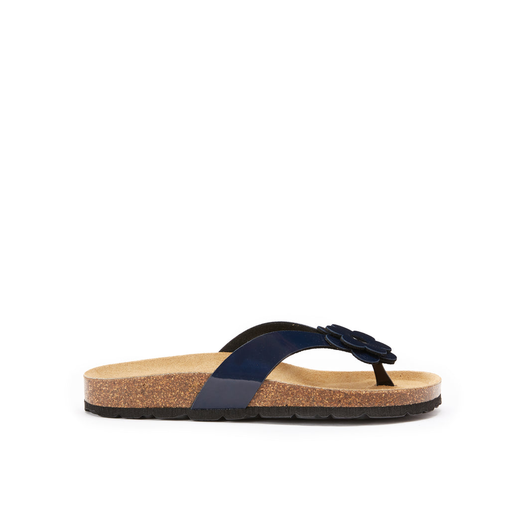 Navy thong sandals LENE made with eco-leather