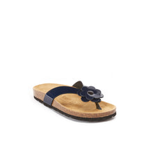 Load image into Gallery viewer, Navy thong sandals LENE made with eco-leather
