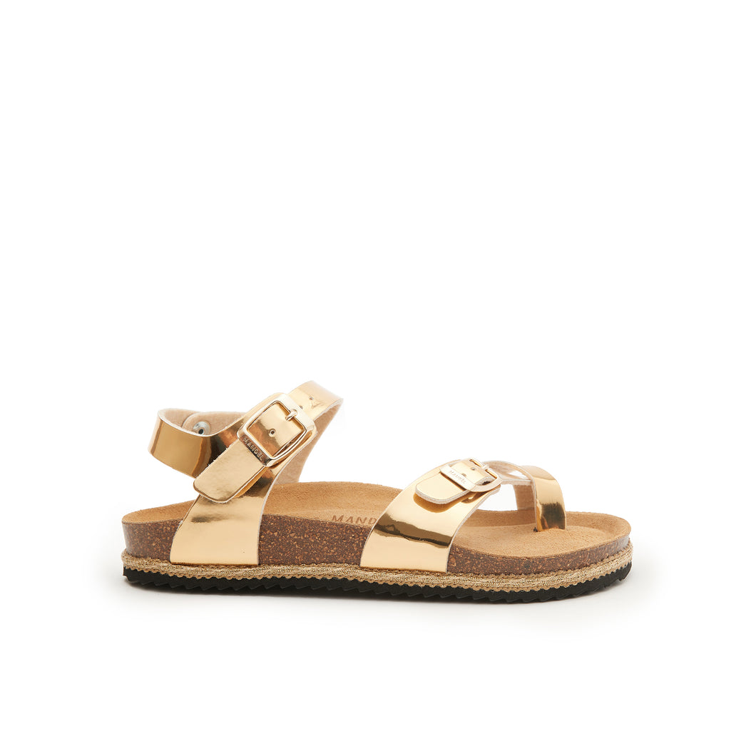 Gold thong sandals ELISA made with eco-leather