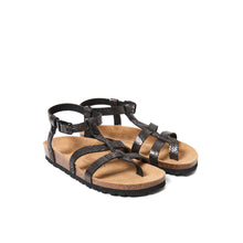 Load image into Gallery viewer, Black sandals NINA made with eco-leather
