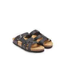 Load image into Gallery viewer, Black multi-strap sandals ALVARO made with leather
