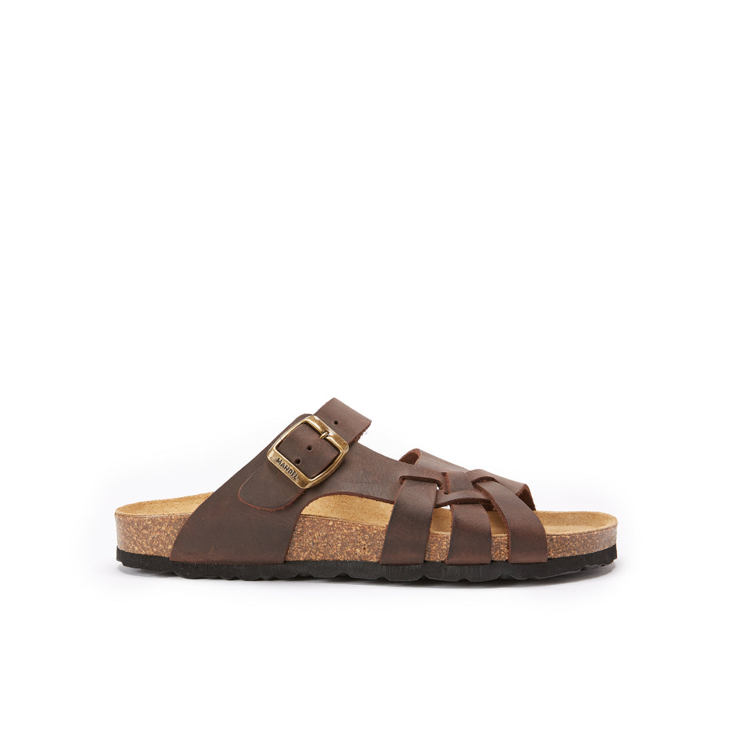 Dark Brown multi-strap sandals ALVARO made with leather