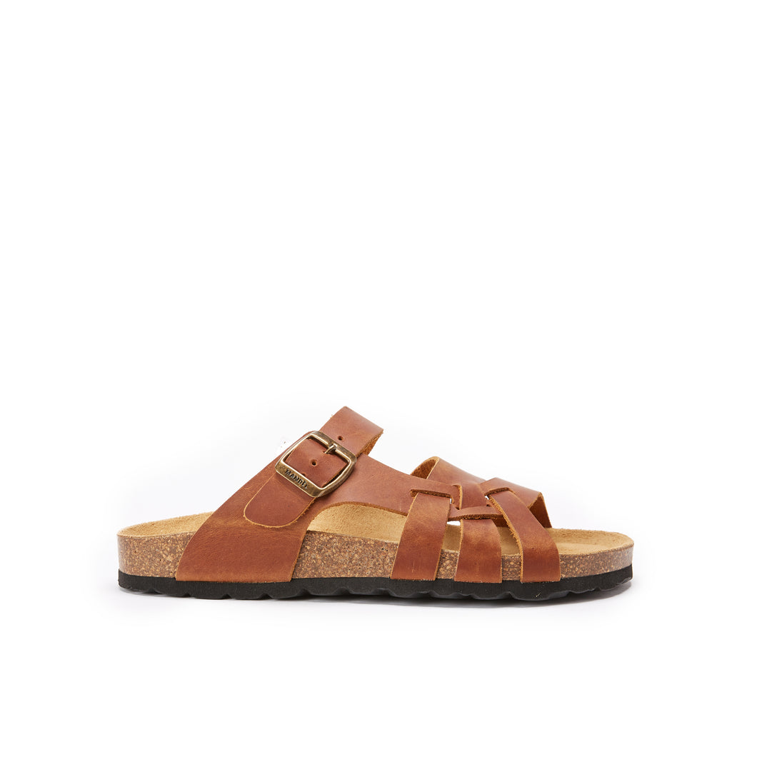 Brown multi-strap sandals ALVARO made with leather