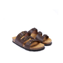 Load image into Gallery viewer, Dark Brown multi-strap sandals PACO made with leather
