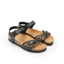 Load image into Gallery viewer, Black sandals NEVA made with eco-leather

