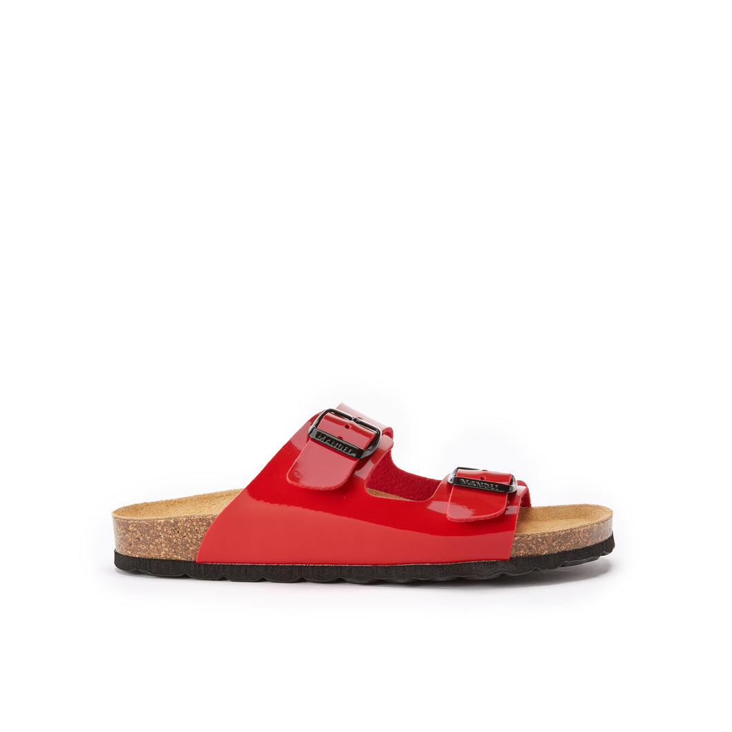 Red two-strap sandals ALBERTO made with eco-leather