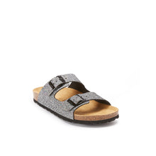 Load image into Gallery viewer, Silver two-strap sandals ALBERTO made with eco-leather
