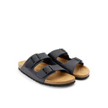 Load image into Gallery viewer, Navy two-strap sandals ALBERTO made with eco-leather
