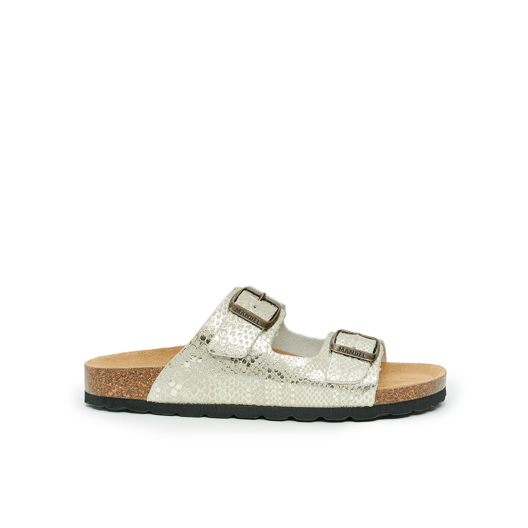 Platinum two-strap sandals ALBERTO made with eco-leather
