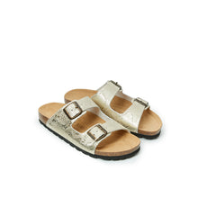 Load image into Gallery viewer, Platinum two-strap sandals ALBERTO made with eco-leather
