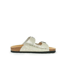 Load image into Gallery viewer, Platinum two-strap sandals ALBERTO made with eco-leather
