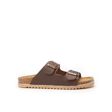 Load image into Gallery viewer, Dark Brown two-strap sandals ALBERTO made with leather
