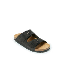 Load image into Gallery viewer, Black two-strap sandals ALBERTO made with leather
