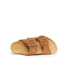 Load image into Gallery viewer, Brown two-strap sandals ALBERTO made with leather
