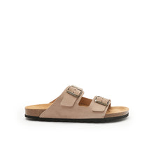 Load image into Gallery viewer, Taupe two-strap sandals ALBERTO made with leather suede
