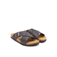 Load image into Gallery viewer, Black crossover strap sandals RAMON made with leather

