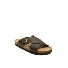 Load image into Gallery viewer, Dark Brown crossover strap sandals RAMON made with leather
