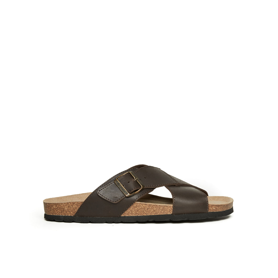 Dark Brown crossover strap sandals RAMON made with leather