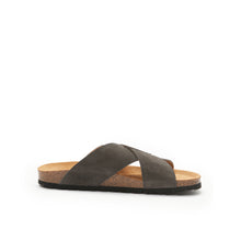 Load image into Gallery viewer, Grey crossover strap sandals RAMON made with leather suede

