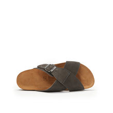 Load image into Gallery viewer, Grey crossover strap sandals RAMON made with leather suede
