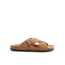 Load image into Gallery viewer, Bronze two-strap sandals ALBERTO made with eco-leather
