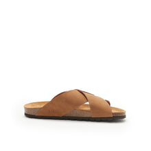 Load image into Gallery viewer, Bronze two-strap sandals ALBERTO made with eco-leather
