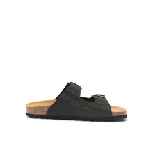 Load image into Gallery viewer, Black two-strap sandals ALBERTO made with eco-leather
